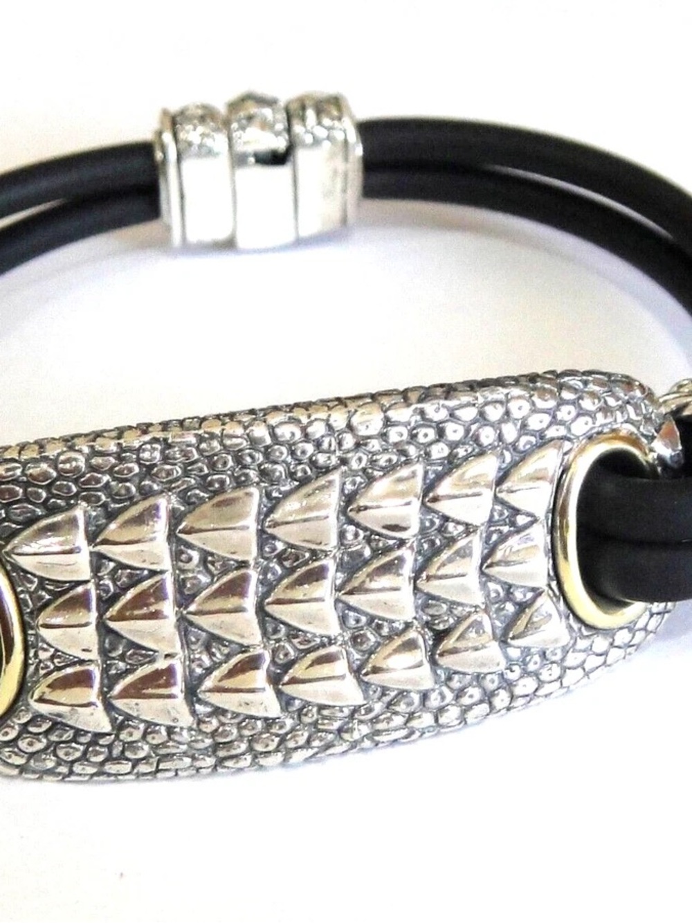 David Yurman Silver and Black Textured Cable Bracelet